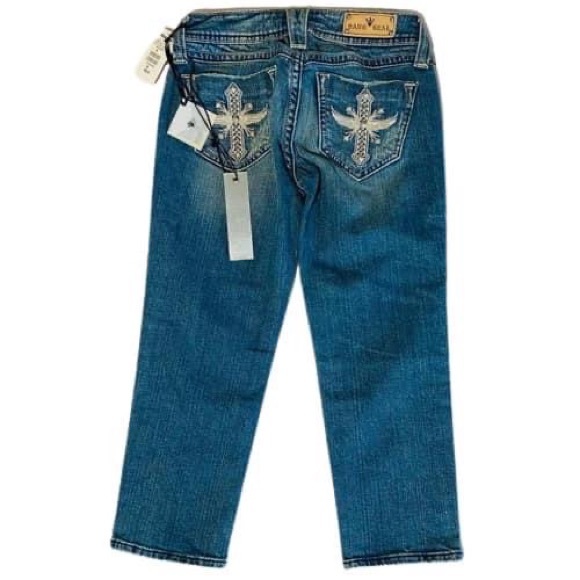 NEW Buckle Sang Real Cross Wing Stretch Crop Jean - Picture 2 of 2